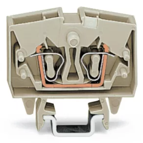  Bloc terminal Wago cu 2 fire, miniatural, cu orificiu de trecere, 2,5 mm², gri deschis (264-120)