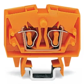   Bloc terminal Wago cu 2 fire, miniatural, cu orificiu de trecere, 2,5 mm², portocaliu (264-706)