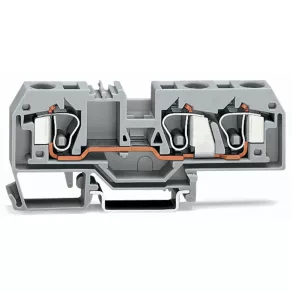   Clemă de legătură cu trecere Wago cu 3 fire, 10 mm², gri (284-681)