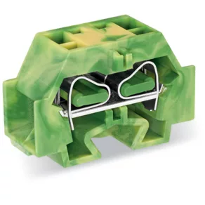   Bloc terminal Wago cu 4 fire, cu picioare de montare cu fixare prin clip, verde-galben (262-347)