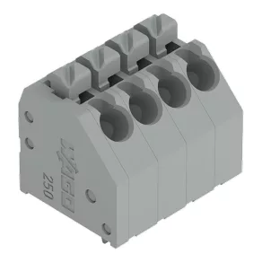   Conector Wago pentru plăci de circuit imprimat, 4 poli, 1,5 mm², gri (250-104)