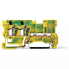   Wago, bornă de legare la pământ cu 2 fire și 1 pin, de tip plug, verde-galben (769-257)