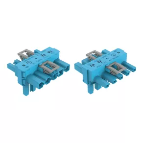   Conector de distribuție Wago T, 5 poli, Kod I, albastru (770-620)