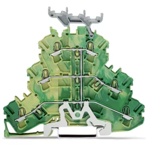   Bloc de borne Wago cu trei etaje, bloc de borne de împământare cu 6 conductoare, verde-galben (2002-3237)