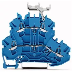  Conector Wago cu două niveluri, tip trecere/trecere, albastru (2002-2234)