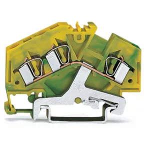   Clemă de legare la pământ Wago cu 3 fire, 4 mm², verde-galben (281-637)