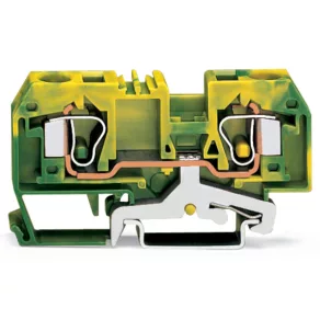   Clemă de legare la pământ Wago cu 2 fire, 10 mm², verde-galben (284-907)