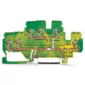   Bloc de borne Wago cu 3 fire și două etaje, verde-galben (870-537)
