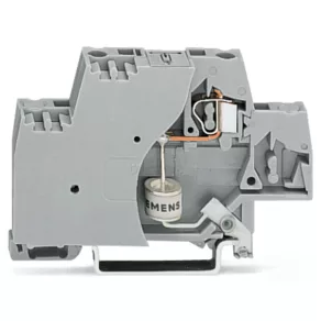   Bloc de conexiuni Wago, cu două niveluri, cu capac de protecție, cu descărcător de supratensiune cu umplere cu gaz, pentru șine DIN 35 x 15 și DIN 35 x 7,5 de culoare gri (280-503/281-581)