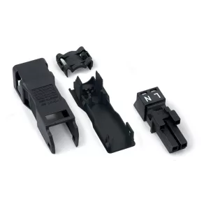   Priză Wago cu carcasă de protecție, cu 2 poli, neagră (890-102)