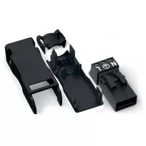   Conector Wago cu carcasă de protecție, cu 3 poli, negru (890-113)