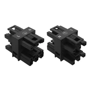   Conector de distribuție Wago cu 3 căi, cu 3 poli. Cod: negru (770-607)