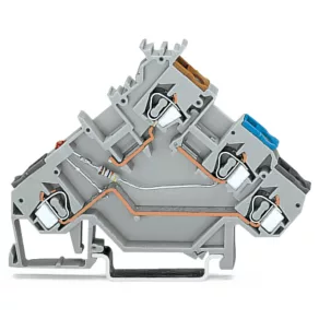   Clemă de conectare pentru senzori Wago cu 3 fire, LED (roșu), pentru senzori cu contact PNP (logică pozitivă), gri (280-560/281-434)