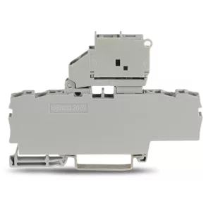   Clemă de siguranță Wago cu 4 fire, cu siguranță rabatabilă și capac de protecție, gri (2002-1811)