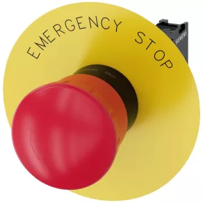   Buton de urgență complet Siemens 3SU1100-1HB20-1PG0, 40 mm, 2NC, cu etichetă (EMERGENCY STOP), deblocare prin rotire