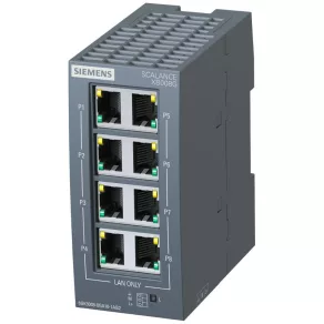   Comutator industrial Ethernet Siemens 6GK5008-0GA10-1AB2 SCALANCE XB008G, cu 8 porturi de cablu torsadat de 10/100/1000 Mbit/s, cu mufe RJ45