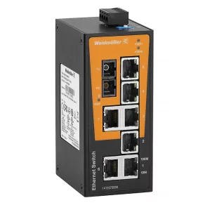   Switch de rețea industrial, neconfigurabil, Număr de porturi: 7x 10/100 Mbit/s RJ45 + 1x 100 Mbit/s fibră optică SC