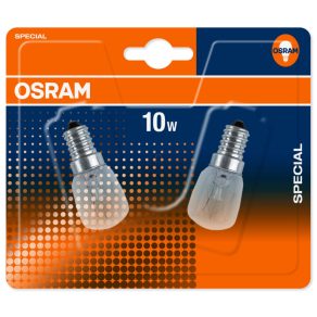   Bec Osram E14 pentru cuptor 10 W, 30 lm, 2700 K, alb cald, sticlă transparentă, 2 bucăți - Special pentru cuptor T25/57
