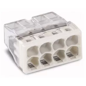   Wago 2273-208 Conector compact cu opt poli pentru cabluri solide de 8x0,5-2,5 mm², într-o carcasă transparentă cu capac gri deschis