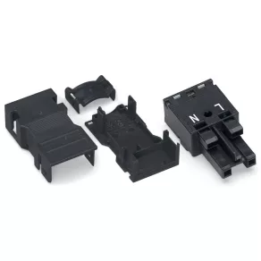   Priză Wago cu carcasă de protecție, 2 poli, cod A negru (770-102/041-000)