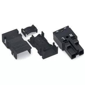   Conector Wago cu carcasă de descărcare a tensiunii, 2 poli, cod A negru (770-112/041-000)