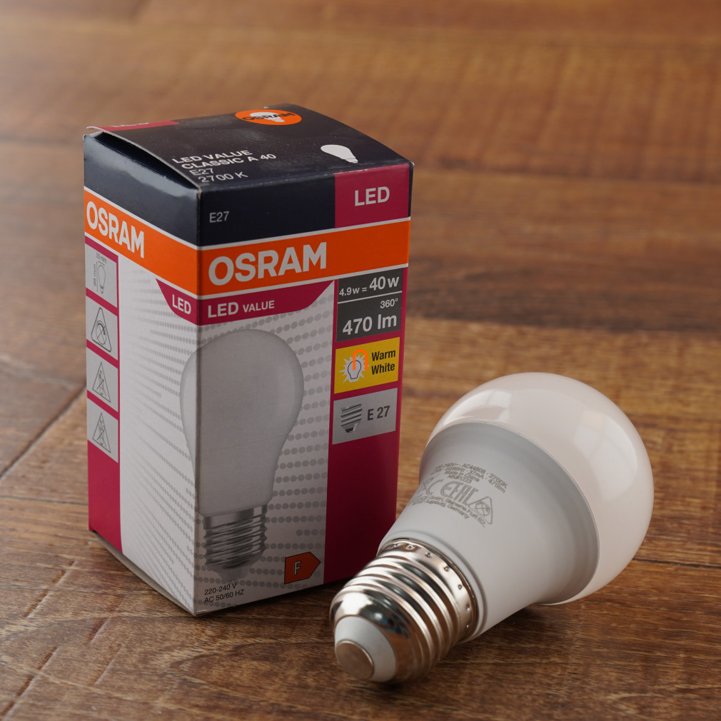 Osram E27 LED Value 4,9W 470lm 2700K alb cald 200° - înlocuiește becul de 40W
