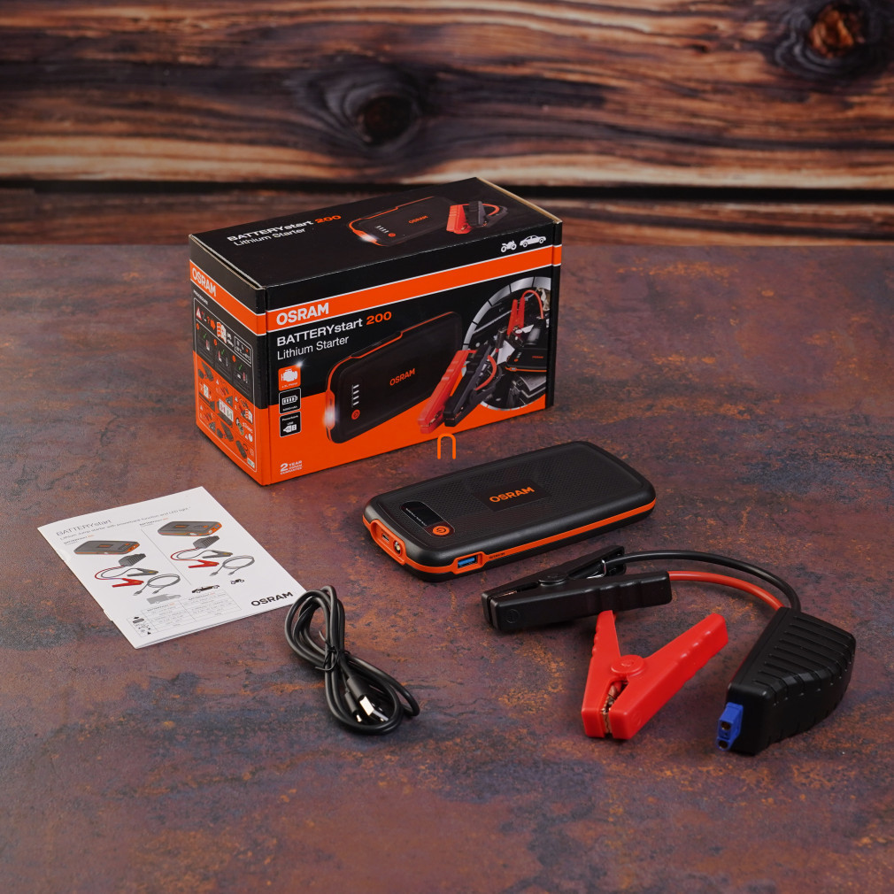 Osram Batterystart OBSL200 200 Amperi baterie de pornire pentru mașini cu litiu, Lithium Starter, Powerbank 12V 3.0L
