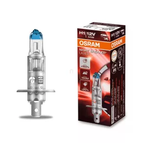   Bec halogen pentru faruri Osram Night Breaker Laser 150% H1, 12 V, 55 W, 3400 K, soclu P14.5s, luminozitate cu până la +150%, 64150NL, 1 bucată/cutie