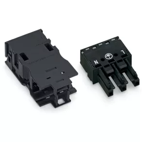   Priză Wago cu carcasă de protecție, cu 3 poli, 4 mm², negru (770-203/035-000)