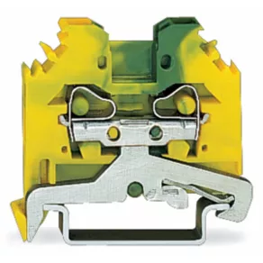  Clemă de legare la pământ Wago cu 2 fire, 4 mm², verde-galben (281-107)