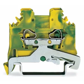   Clemă de legare la pământ Wago cu 2 fire, 2,5 mm², verde-galben (280-107)