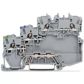   Bloc de borne de alimentare cu 3 fire Wago pentru actuatoare de comutare PNP (logică pozitivă), cu conexiune de împământare, gri (2000-5317/102-000)