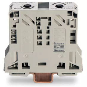 Bloc terminal Wago cu 2 fire, 50 mm², gri deschis (285-950)