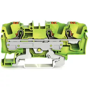   Bloc de conectare Wago cu 3 fire și buton de apăsare, 6 mm², verde-galben (2206-1307)