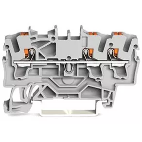   Clemă de legătură cu 3 fire Wago, cu buton de apăsare, gri (2202-130)