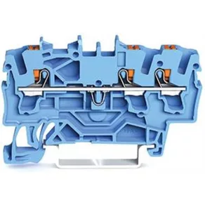 Bloc terminal Wago cu 3 fire, cu buton, albastru, 2202-1304