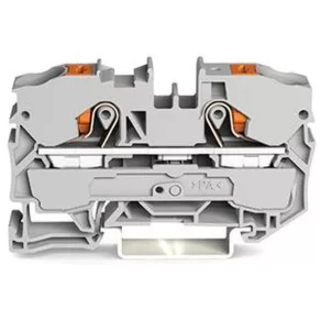   Clemă de legătură Wago cu 2 fire, cu buton de apăsare, 10 mm², gri (2210-1201)