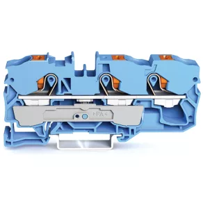   Bloc terminal de alimentare cu 3 fire Wago cu buton, 10 mm², albastru (2210-1304)