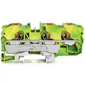   Clemă de legare la pământ Wago cu 3 fire, 10 mm², verde-galben (2210-1307)