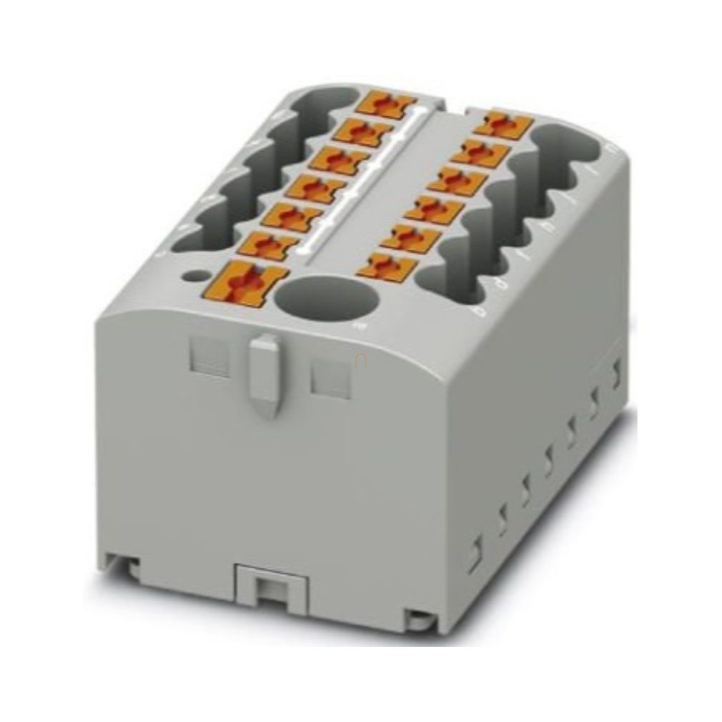 Elosztóblokk PTFIX  6/12X2,5-G GY, 0,5-10mm2, 41/24 A 690 V ragasztható,  rugós csatlakozás, 3273482
