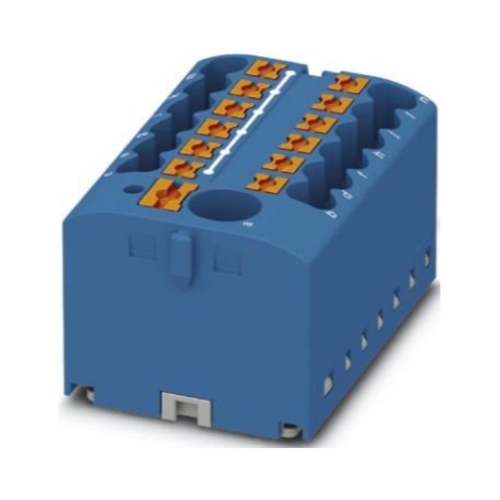 Elosztóblokk PTFIX  6/12X2,5-G BU, 0,5-10mm2, 41/24 A 690 V ragasztható,  rugós csatlakozás, 3273484