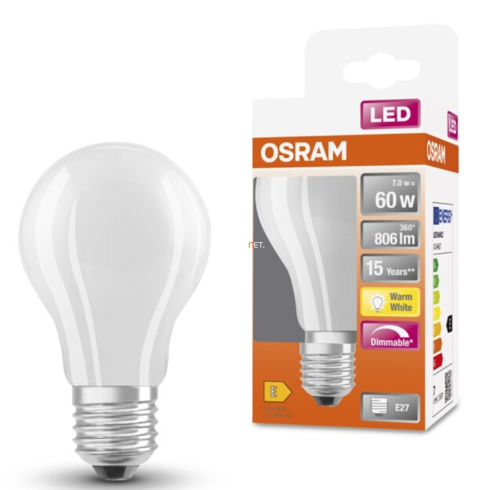 Osram E27 LED SStar 8.5W 806lm 2700K alb cald, reglabil 320° opal - înlocuiește becul de 60W