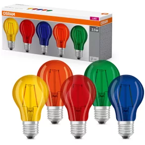   Osram E27 LED decorativ 2,5 W sticlă colorată, 5 bucăți - Star Decor Classic A