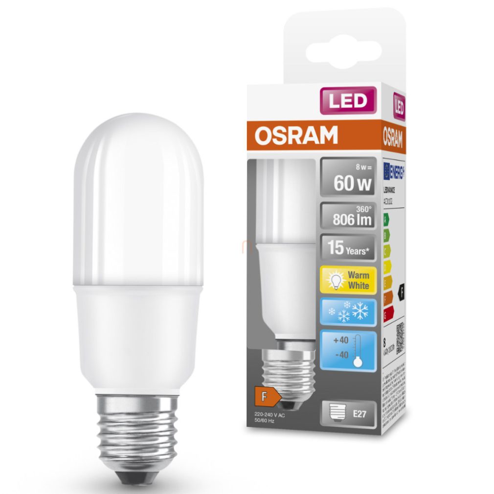 Osram E27 LED, 8,5W, 806 lm, 2700 K, alb cald, plastic opal - înlocuiește becul incandescent de 60 W - Star Classic