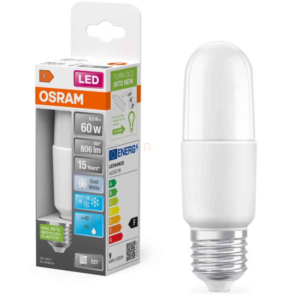 Osram E27 LED, 8,5W, 806 lm, 4000 K, alb rece, plastic opal - înlocuiește becul de 60 W - Star Classic