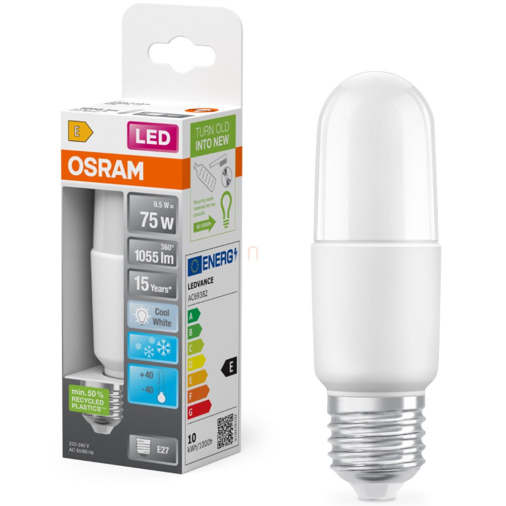 Osram E27 LED, 9,5W, 1055 lm, 4000 K, alb rece, plastic opal - înlocuiește becul incandescent de 75 W - Star Classic