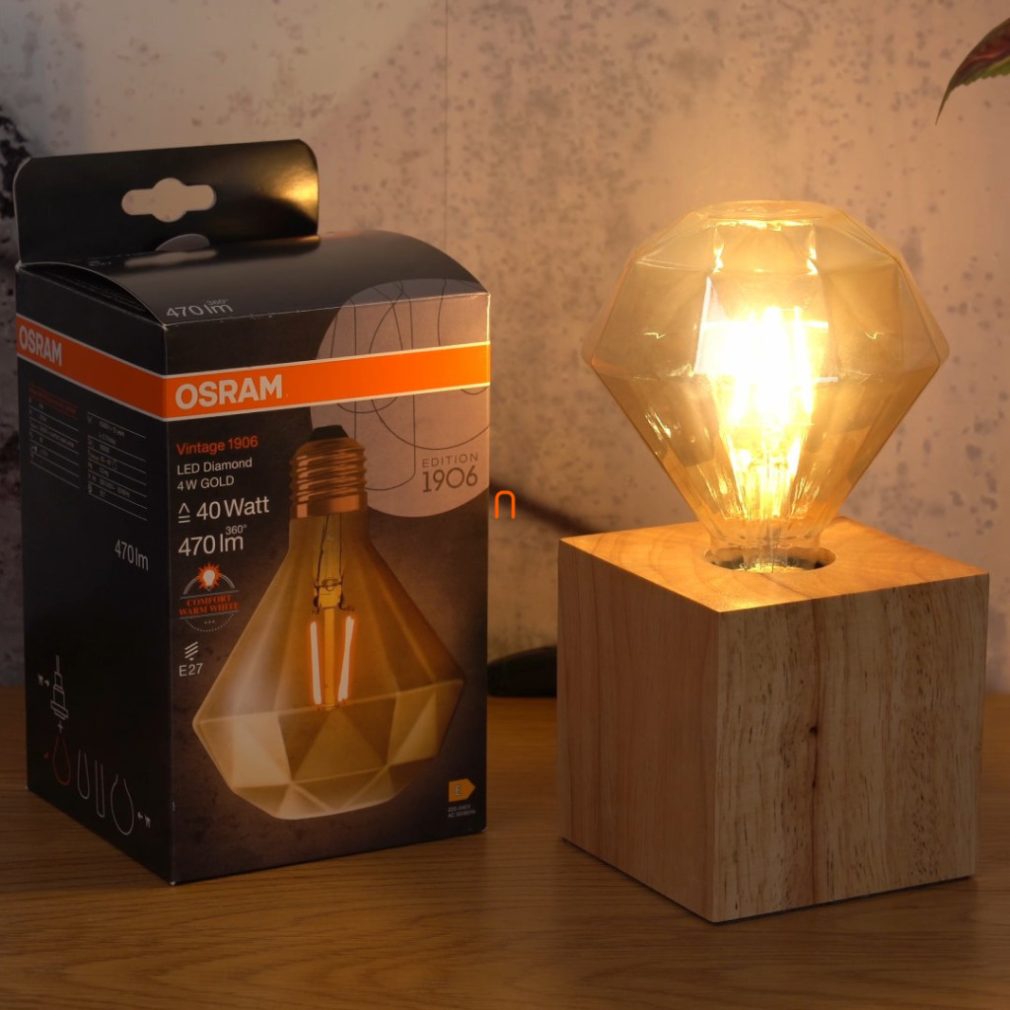 Osram Vintage LED cald alb E27, 4W - înlocuiește becurile de 40W (Diamond)