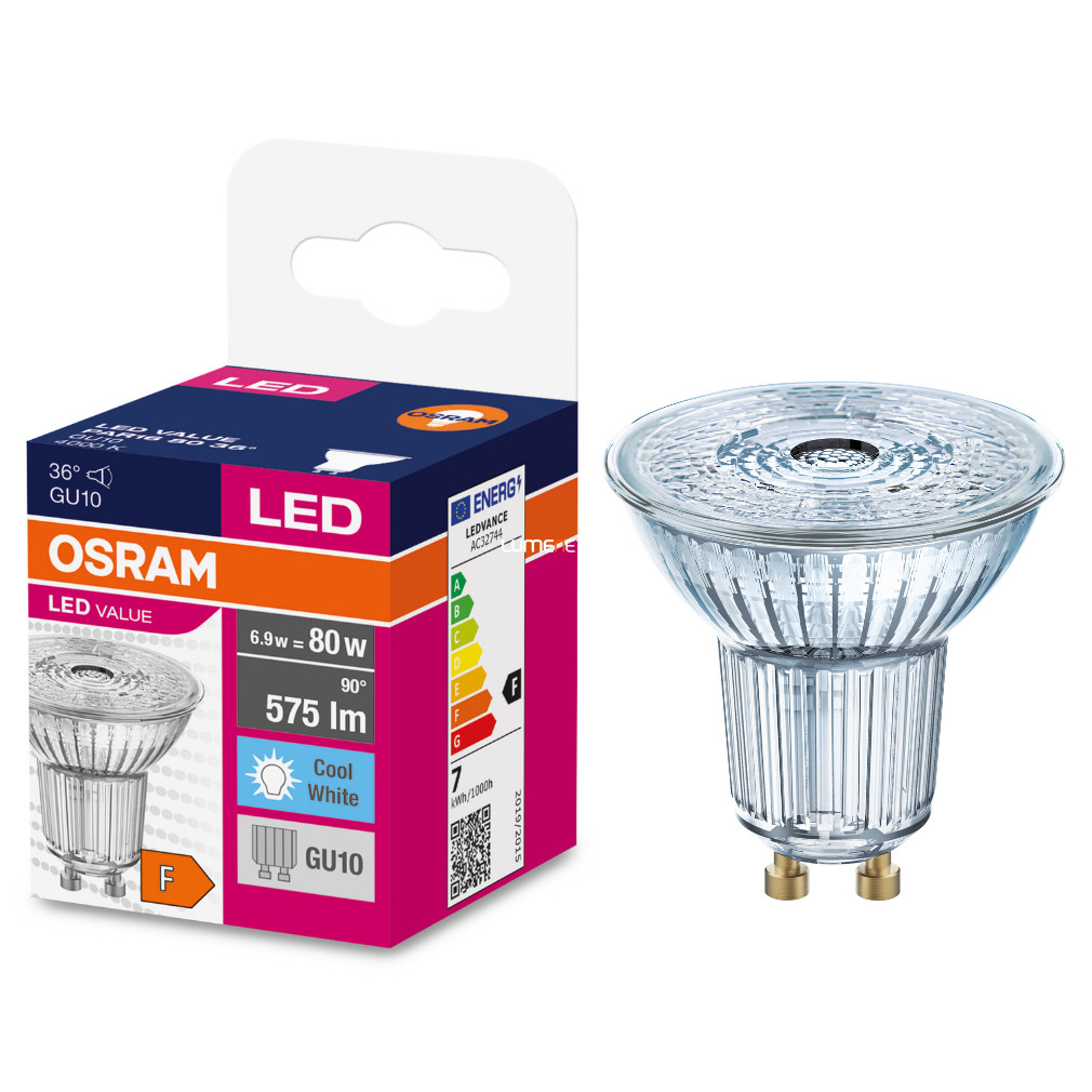 Osram GU10 LED Value 6.9W 575lm 4000K alb rece 36° - înlocuire bec 80W