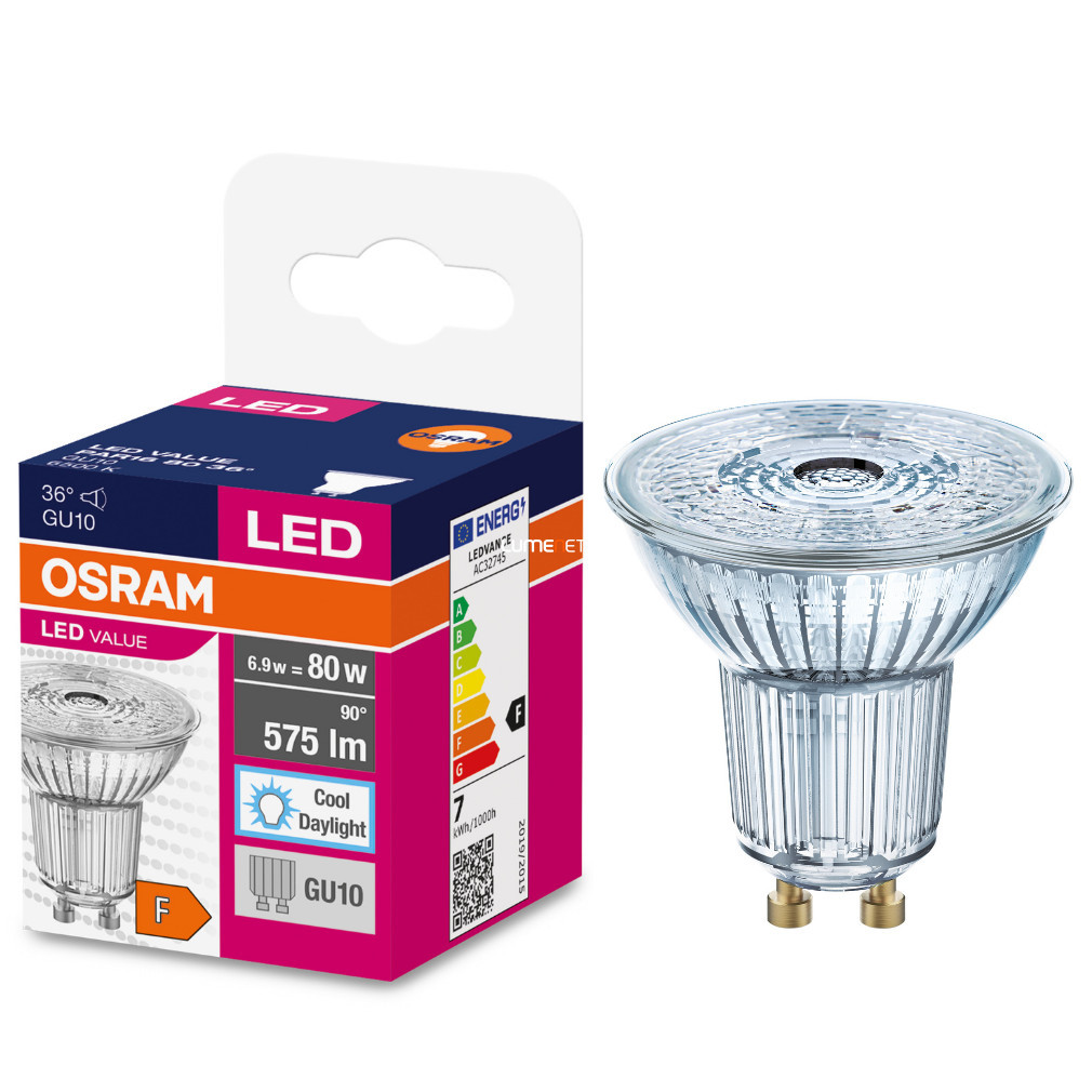 Osram GU10 LED Value 6,9W 575lm 6500K daylight 36° - înlocuiește becul incandescent de 80W