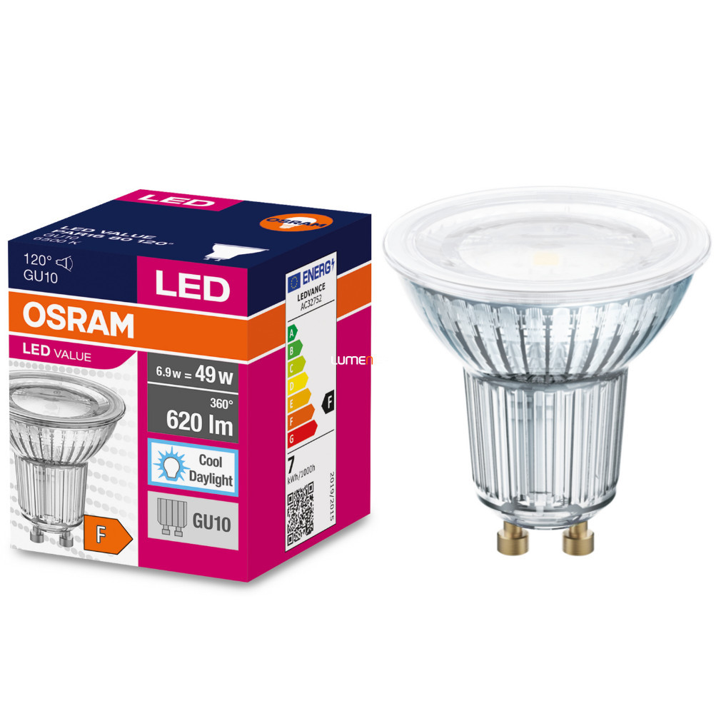 Osram GU10 LED Value 6,9W 620lm 6500K daylight 120° - înlocuiește becul de 49W